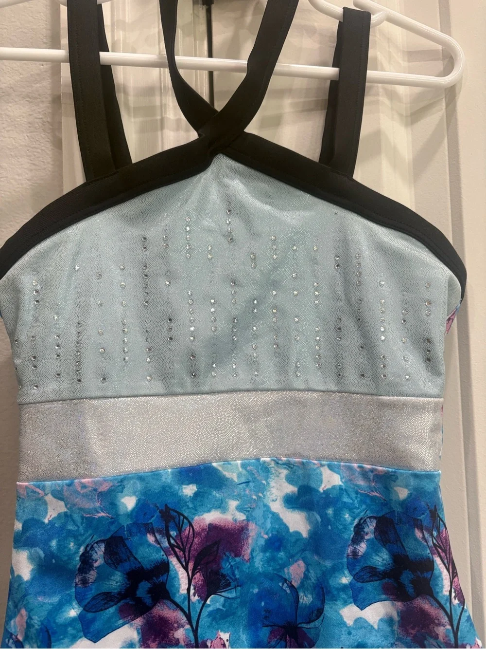 Justice Dance shades of blue leotard Small 7/8 *Missing Stones** Otherwise GUC